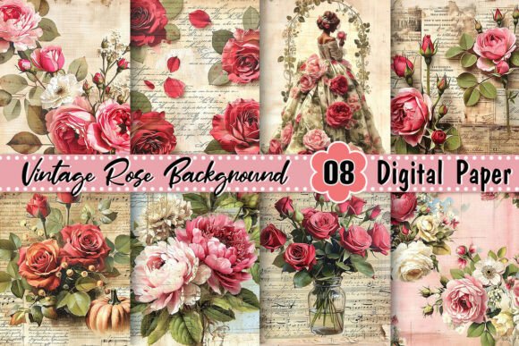 Download Vintage Floral Rose Background - Rose Collection
