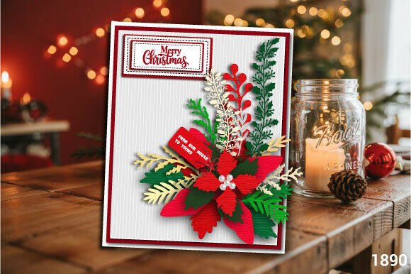 Download Christmas Poinsettia Gift Card Svg 1890 - Poinsettia Collection