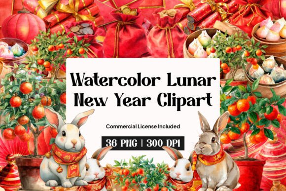 Download Watercolor Lunar New Year Clipart - New year Collection