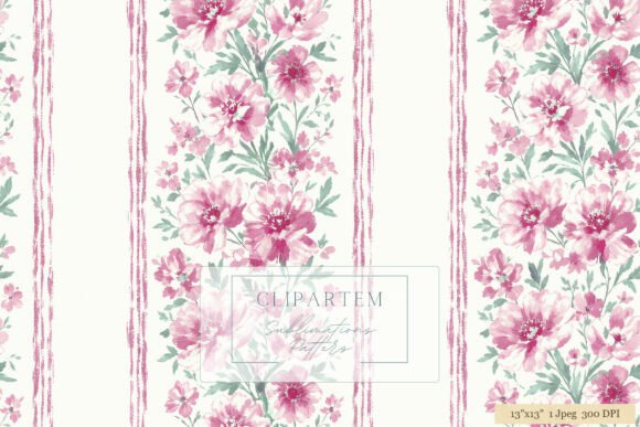Download Vintage Rose Stripe Sublimation Pattern - Rose Collection