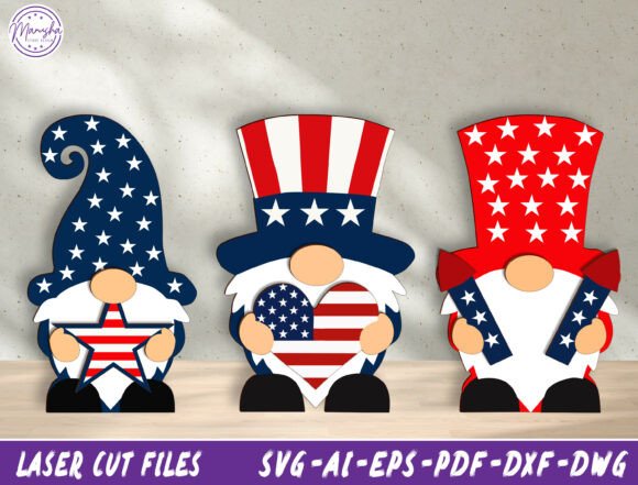 Download Patriotic Gnome Cut File SVG Bundle - Cut file Collection