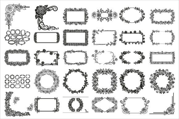 Download Elegant Rose Frame Laser Cut Design - Rose Collection