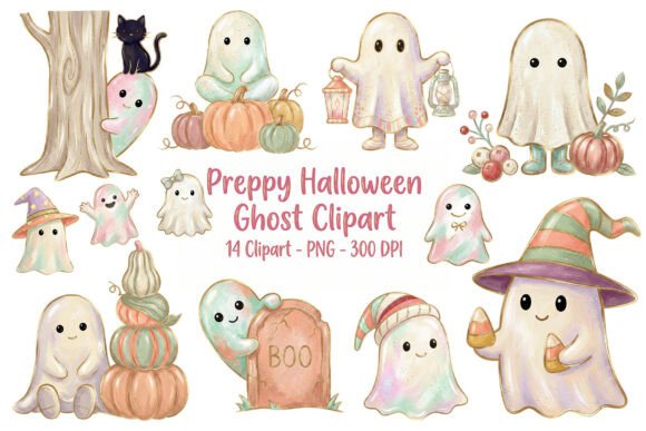 Download Preppy Halloween Ghost Clipart PNG Set - Premium Resources