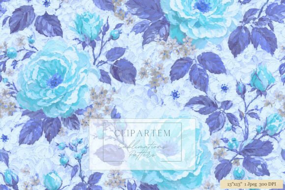 Download Blue Rose Floral Sublimation Pattern Art - Rose Collection
