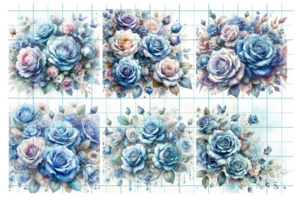 Download Watercolor Blue Rose Background - Rose Collection