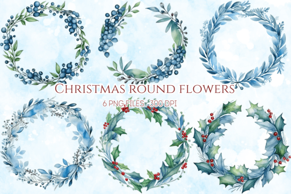 Download Christmas Flowers Winter Round Frame - Christmas flowers Collection