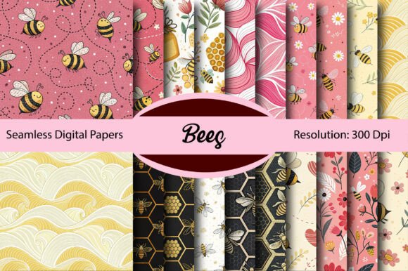 Download Bees Seamless Digital Paper - Seamless digital paper Collection