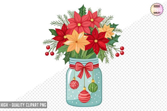 Download Christmas Flowers in Jar Clipart – PNG - Christmas flowers Collection