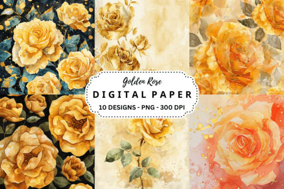 Download Watercolor Golden Rose Background - Rose Collection
