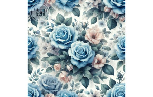 Download Seamless Blue Rose Background 112 - Rose Collection