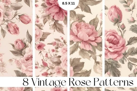 Download 8 Vintage Rose Background Patterns - Rose Collection