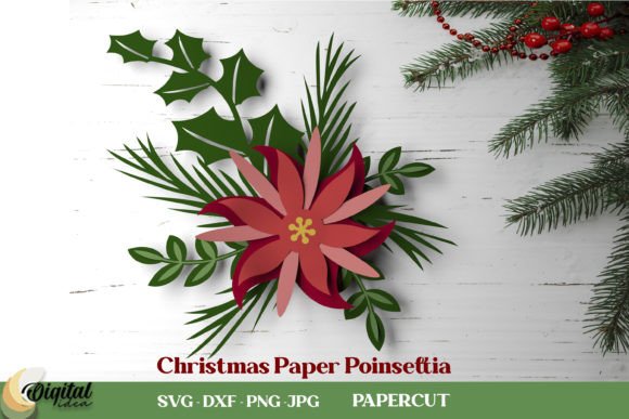 Download Christmas Paper Poinsettia. Flower Paper - Poinsettia Collection
