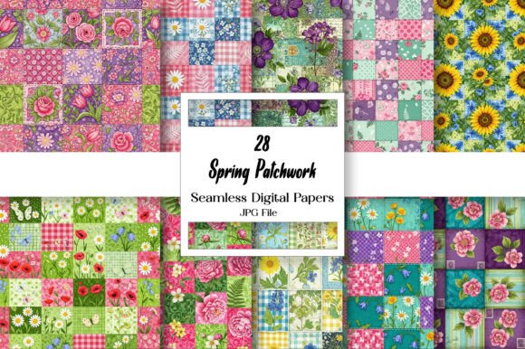 Download Spring Patchwork Seamless Digital Paper - Seamless digital paper Collection
