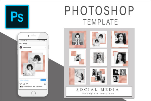 Download Rose Gold Instagram Photoshop Template - Rose Collection
