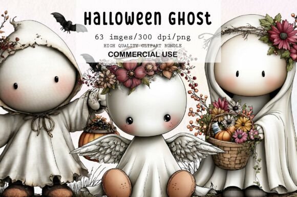 Download Whimsical Halloween Ghost Clipart - Premium Bundle