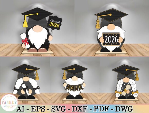 Download Graduation Gnome Cut File SVG Bundle - Cut file Collection