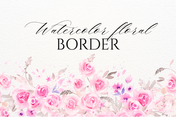 Download Watercolor Pink Roses Floral Border PNG - Rose Collection