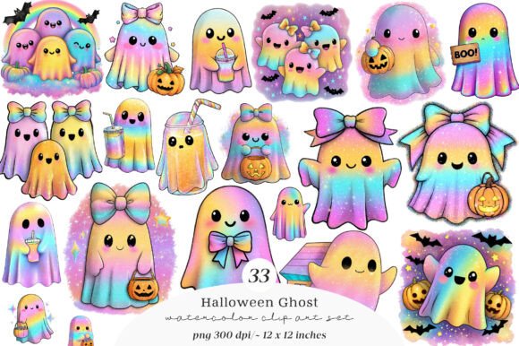 Download Iridescent Halloween Ghost Clipart - Premium Bundle
