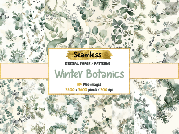 Download Winter Botanics Seamless Digital Paper - Seamless digital paper Collection