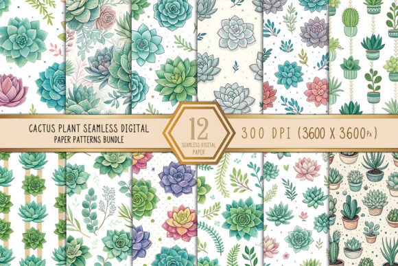 Download Cactus Plant Seamless Digital Paper - Seamless digital paper Collection