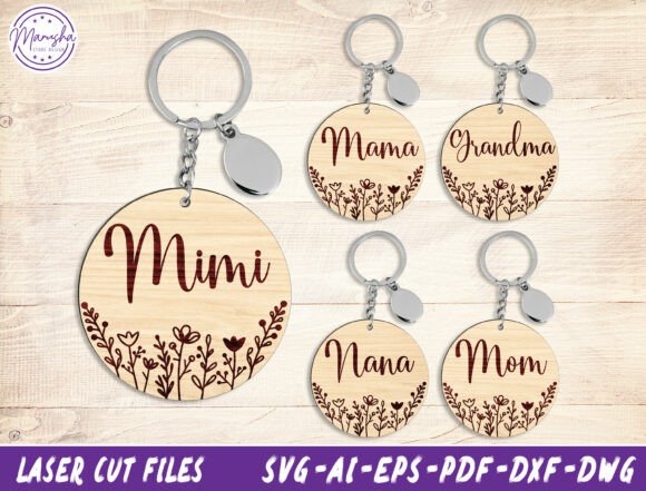 Download Mom Keychain Laser Cut File SVG Bundle - Cut file Collection