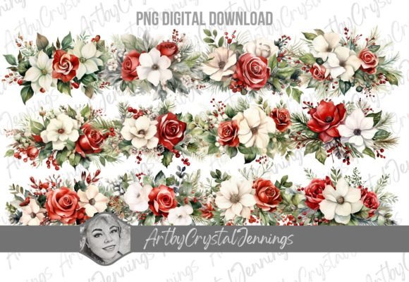 Download Christmas Flowers Watercolor Floral PNG - Christmas flowers Collection